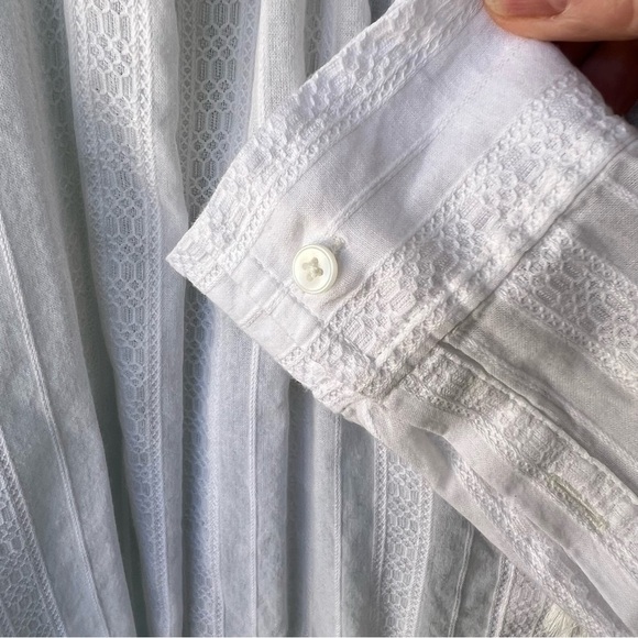 Madewell Gauzy Cotton Pullover Peasant White Tunic Semi-Sheer Tassel Ties SZ XS - Picture 4 of 8